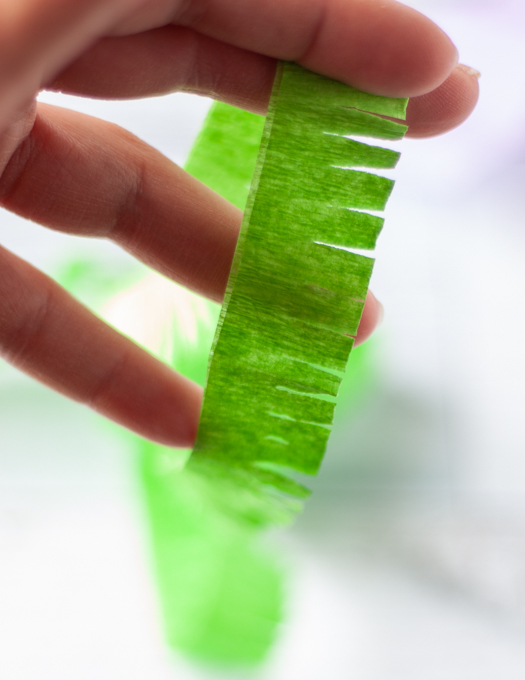 green crepe paper fold in hand shower the ruffles